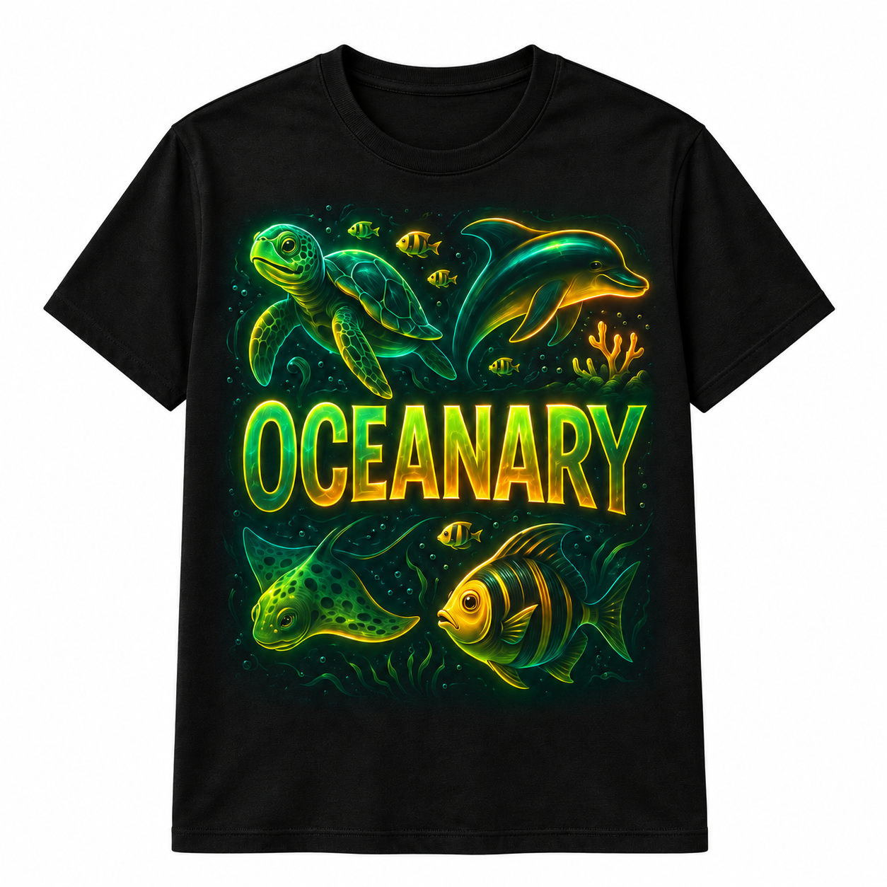 Neon Ocean Tee in Black
